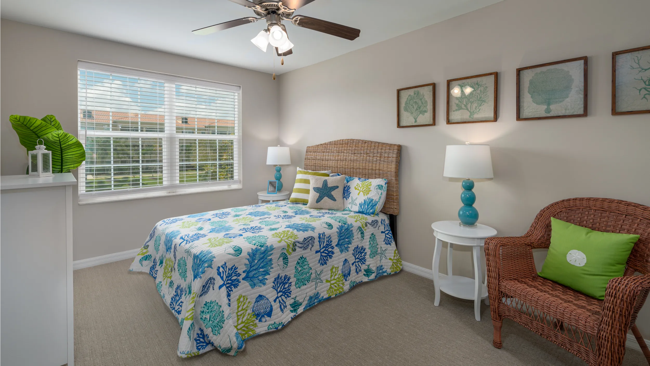 Model bedroom in memory care home in bonita springs, FL