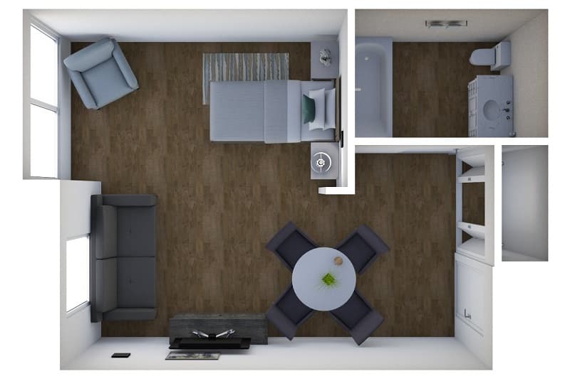 Deluxe B Studio Floor Plan at American House Bristol Assisted Living and Memory Care Facility