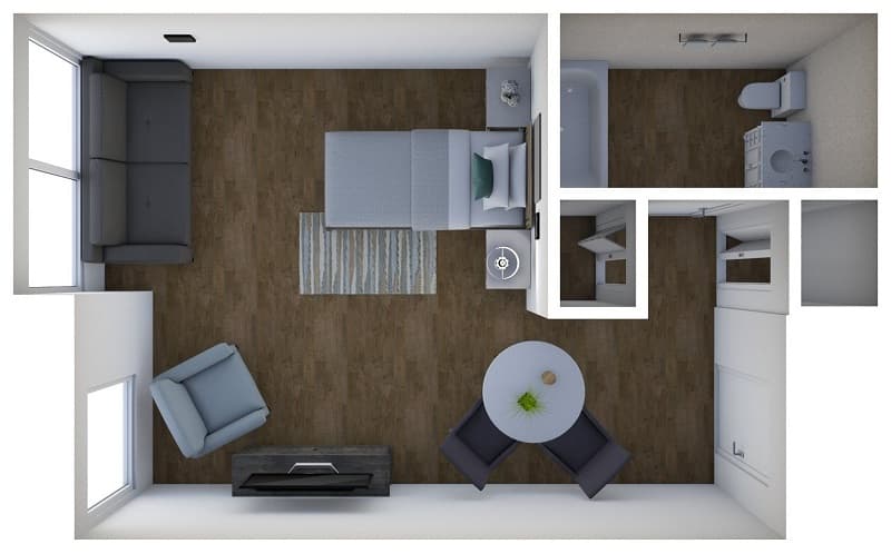 Deluxe A Studio Floor Plan at American House Bristol Assisted Living and Memory Care Facility