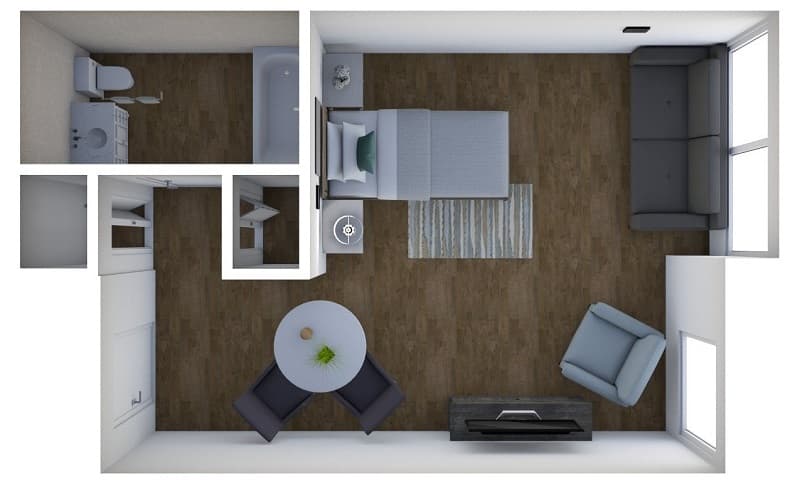 Studio Floor Plan at American House Bristol Assisted Living and Memory Care Facility