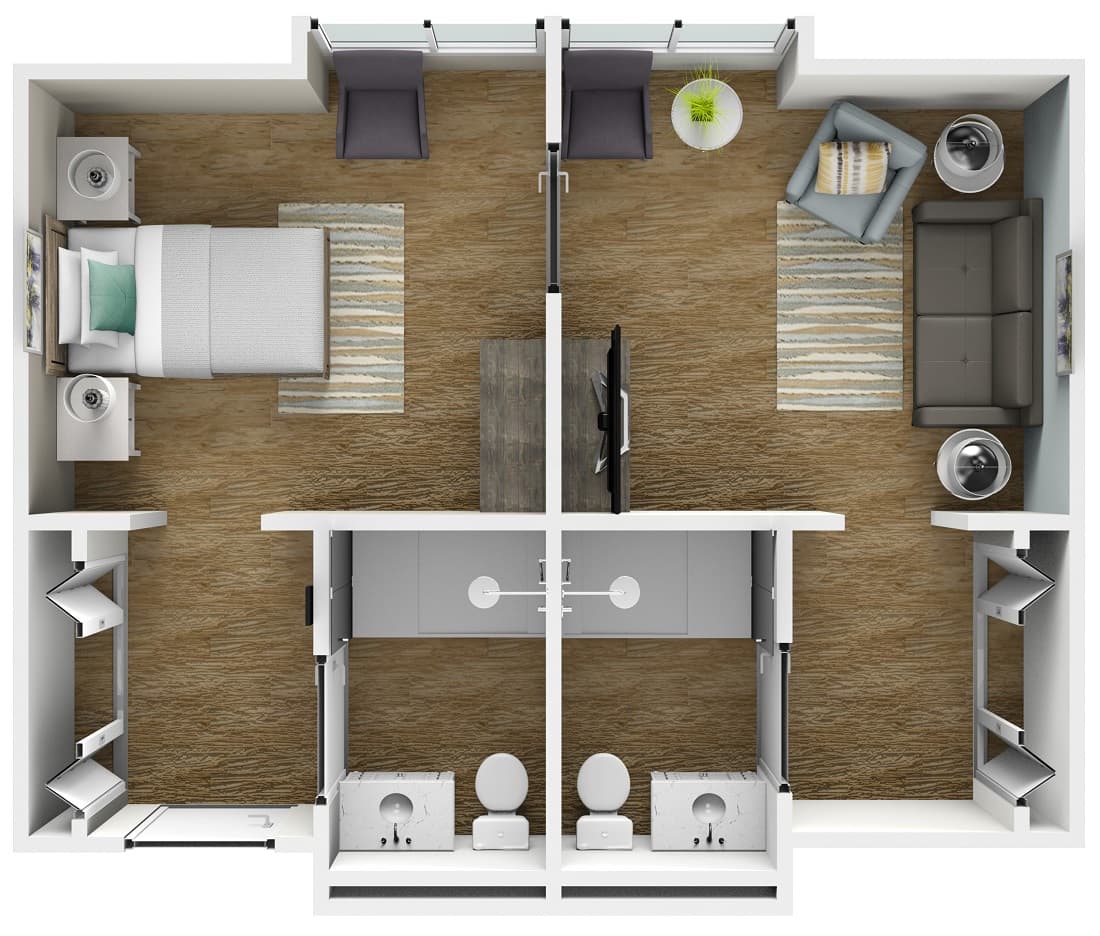 1 Bedroom Floor Plan at American House Hendersonville Assisted Living and Memory Care Facility