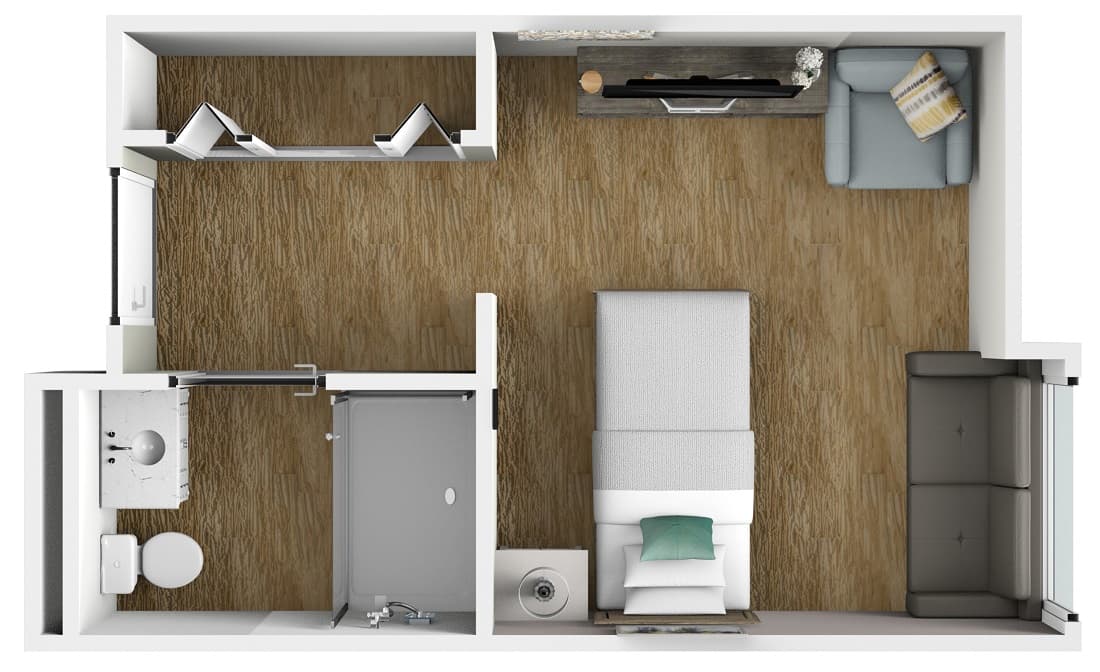 Studio Floor Plan at American House Hendersonville Assisted Living and Memory Care Facility