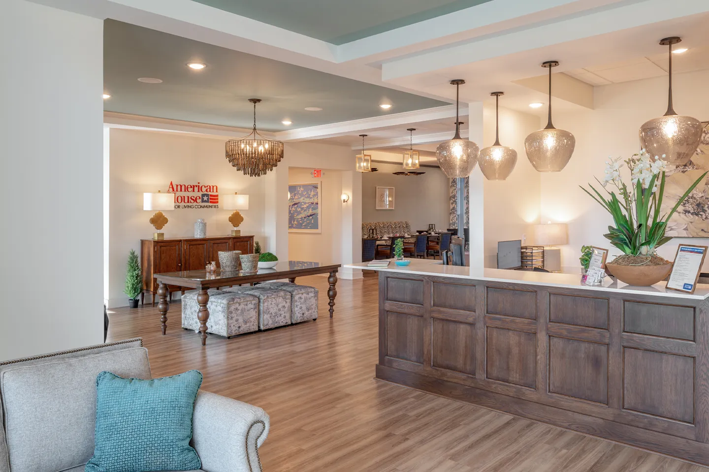 Front Desk at American House Meridian Township, a senior living community