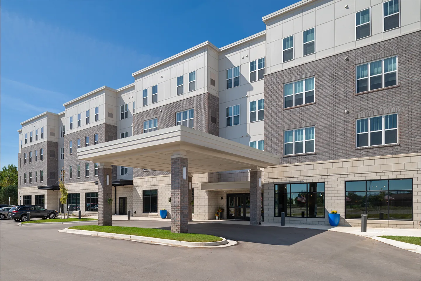 Front entrance at American House Meridian Senior Living Community