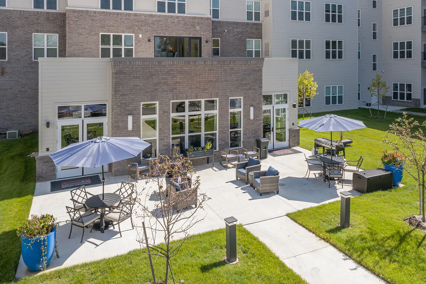 Aerial View of Courtyard at American House Meridian Senior Living Community